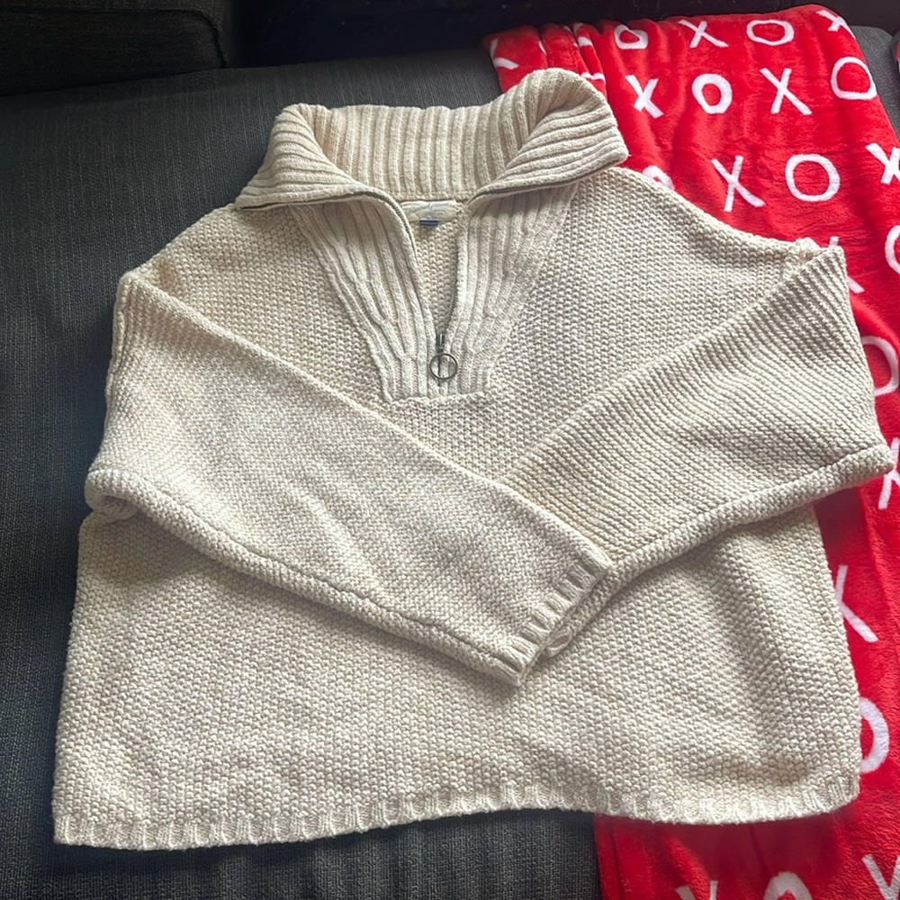 Cream Zipper Sweater